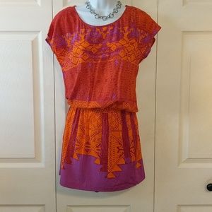 NWT twelfth street pink orange drop waist dress xs